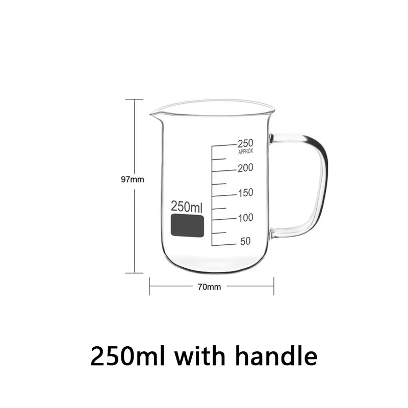 50~1000Ml with Handle Measuring Cup High Borosilicate Glass Clear Scale Cup Laboratory Beaker Kitchen Baking Measuring Mug
