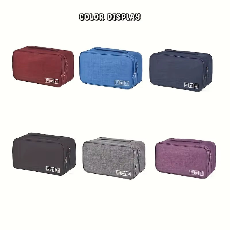 Travel Packing Organizer - Lightweight Oxford Fabric Zipper Storage Bag for Underwear, Compact Multi-Compartment Solution