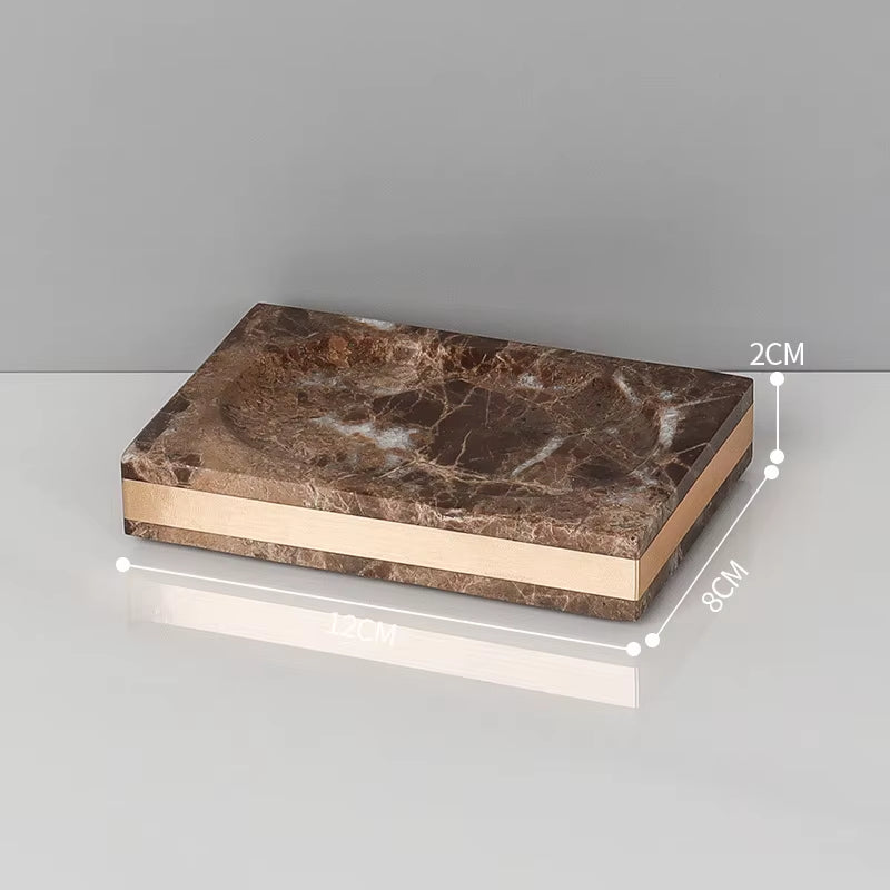 Emperador Dark Natural Marble Bathroom Set Luxury Stone Toothbrush Holder Tooth Mug Soap Dispenser Bathroom Accessories