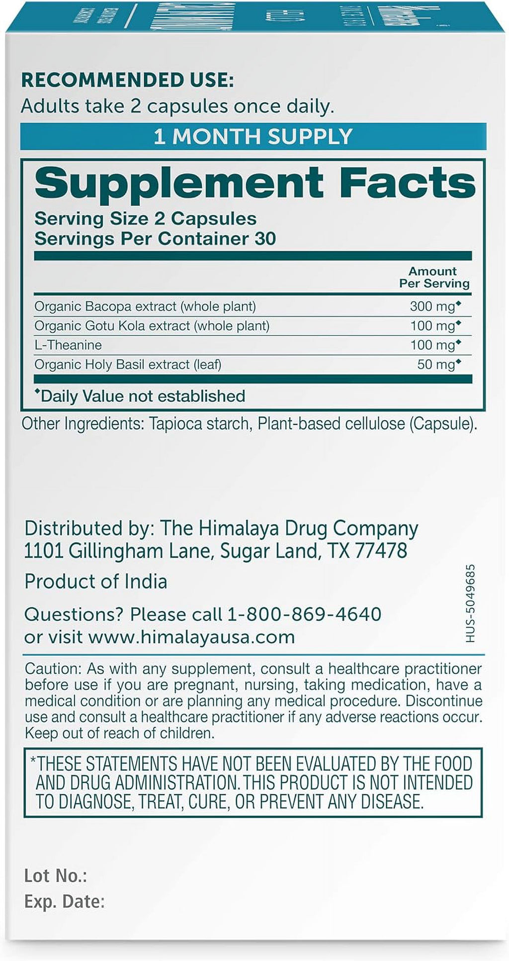 Hello Calm Mind, with Bacopa and L-Theanine, for Relaxation & Concentration, 60 Capsules