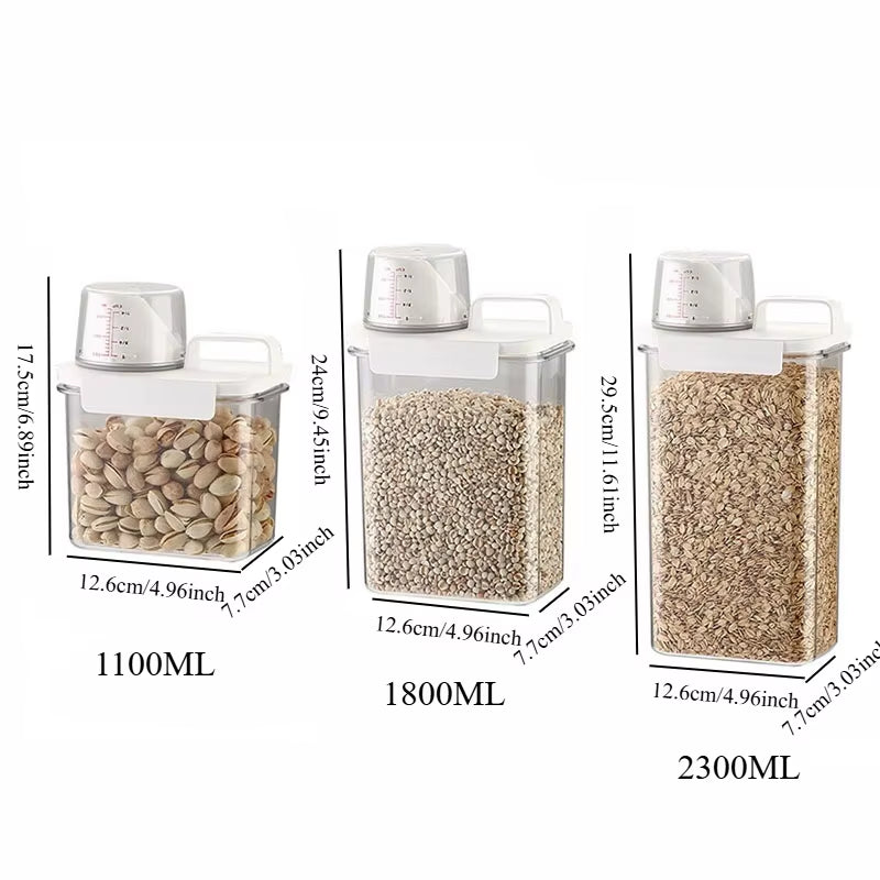 ​​Airtight Food Storage Containers - Premium PP Plastic Canisters for Dry Goods, Grains Kitchen Pantry Organization Sealed Jars​
