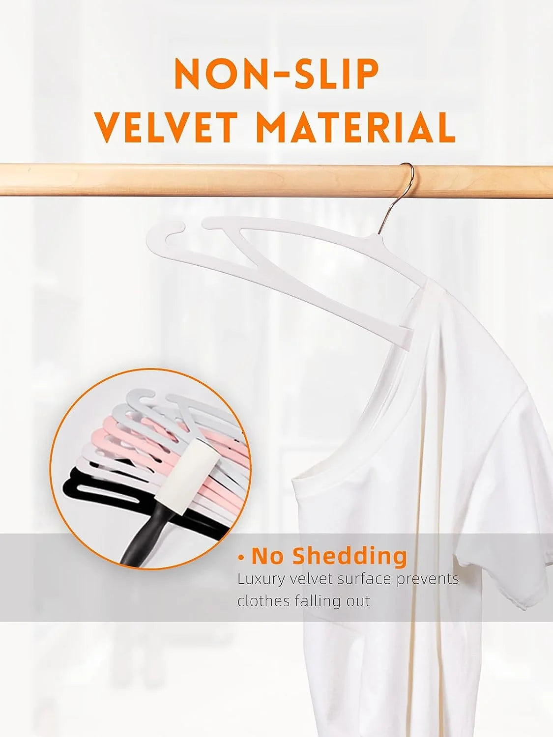 White Velvet Hangers 60 Pack, Luxury Felt Hangers Non Slip Clothes Hangers, No Shoulder Bump Focked Hanger