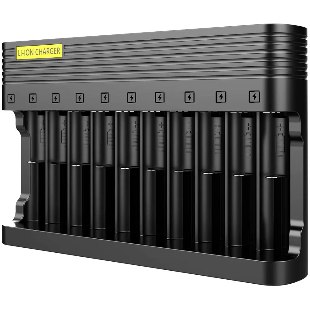 18650 Battery Charger 10 Slots EU US Plug for 4.2V Li-Ion 14500 16340 18350 20700 22650 26650 Batteries Rechargeable Charging