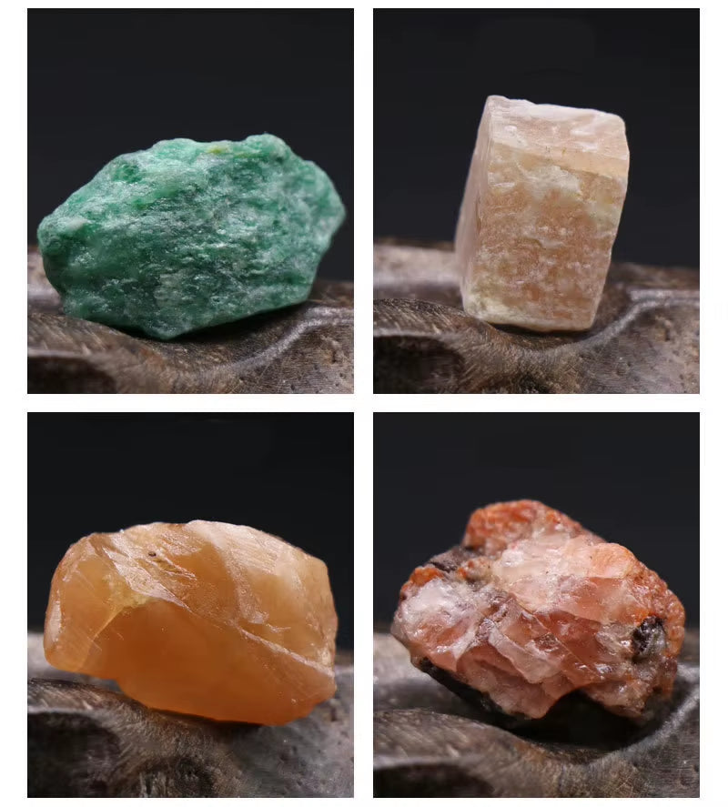 20Pcs/Set Natural Stone Box Fossile Healing Quartz Raw Mineral Rock Crystal Agate Specimen for Education Home Decor Energy Reiki