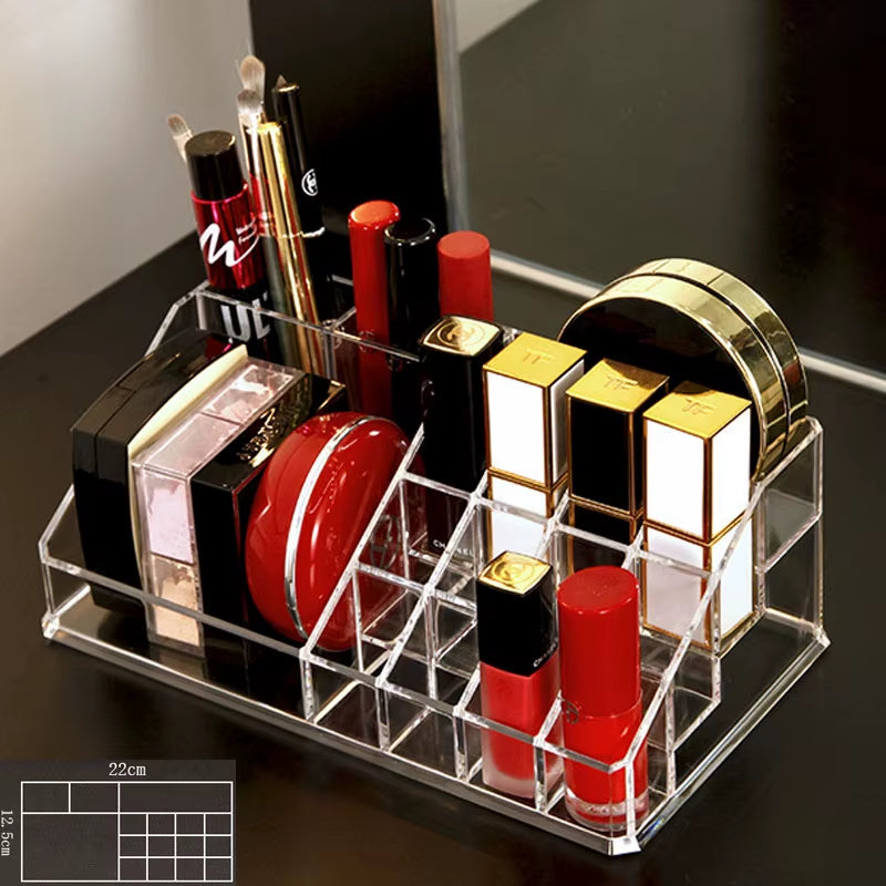 Large 8Girds Makeup Holder Eyeshadow Palette Storage Organizer Cosmetic Case 2In1 Desktop Drawer Storage Box Lipstick Holder