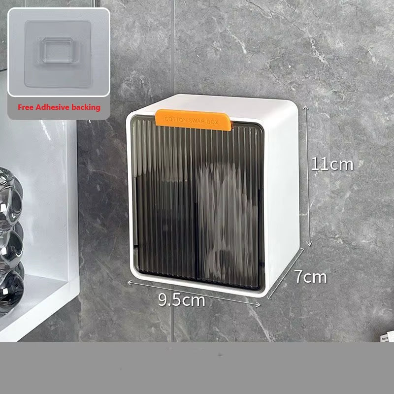 Wall Mounted Qtip Holder Canisters for Cotton Swab, Floss Qtip Dispenser Qtip Jars with Lid Cotton Ball Organizers Storage Box