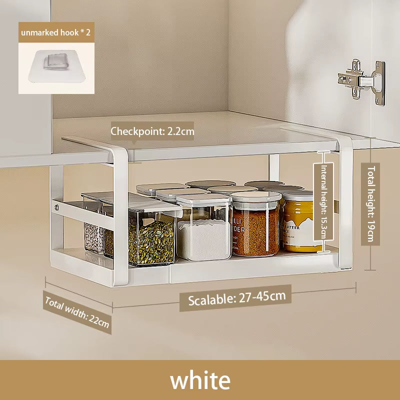 Kitchen Storage Rack Roll Paper Cling Film Hanging Shelf under the Cabinet Utensils Seasoning Storage Organizer Retractable