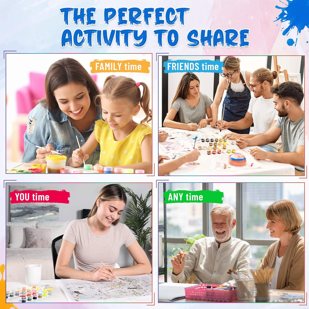 DIY Paint by Numbers Kit for Adults Unframed Canvas: Beginner to Advanced Paint by Numbers Kit Kits Include Acrylic Paint Set Brushes & Tabletop Easel (Mountain Village 16"X 20" Unframed)