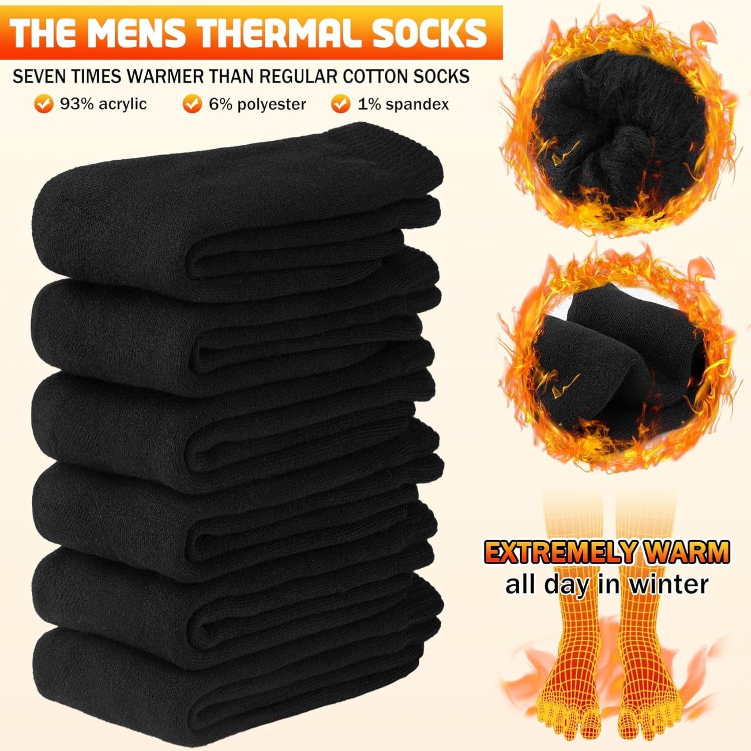 Thermal Socks for Men, Winter Warm Socks Mens for Cold Weather Extreme Temperatures