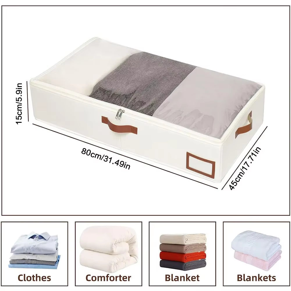 1Pc Quilt Storage Bag Large Capacity Foldable Clothes Storage Bag under the Bed Quilt Storage Box with Cover Wardrobe Organizer
