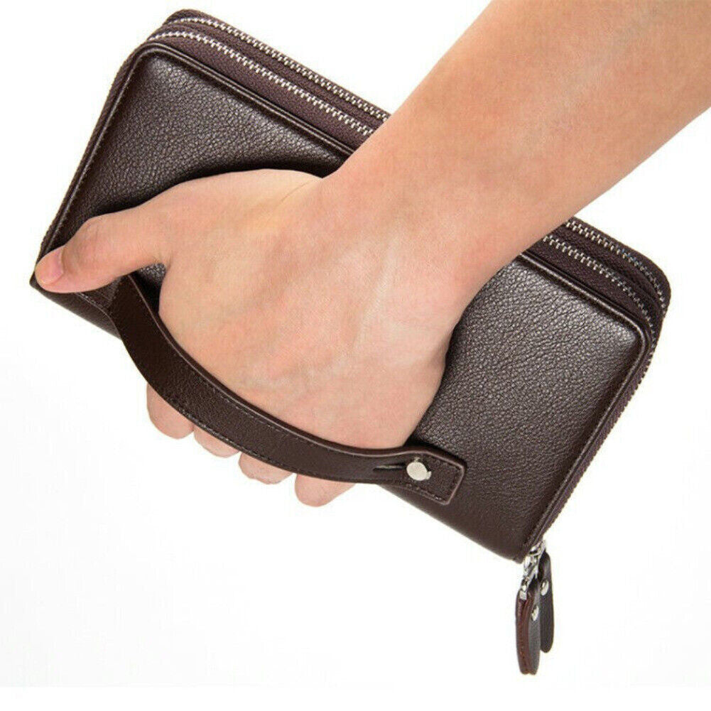Men'S Leather Wallet Business Clutch Handbag Wallet Purse Mobile Phone Bag USA