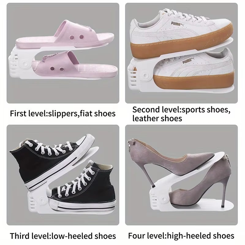 7/100 Pcs Modern Shoe Rack Shoe Storage Rack Double-Layer Integrated Adjustable Plastic Shoe Rack for Home Living Room