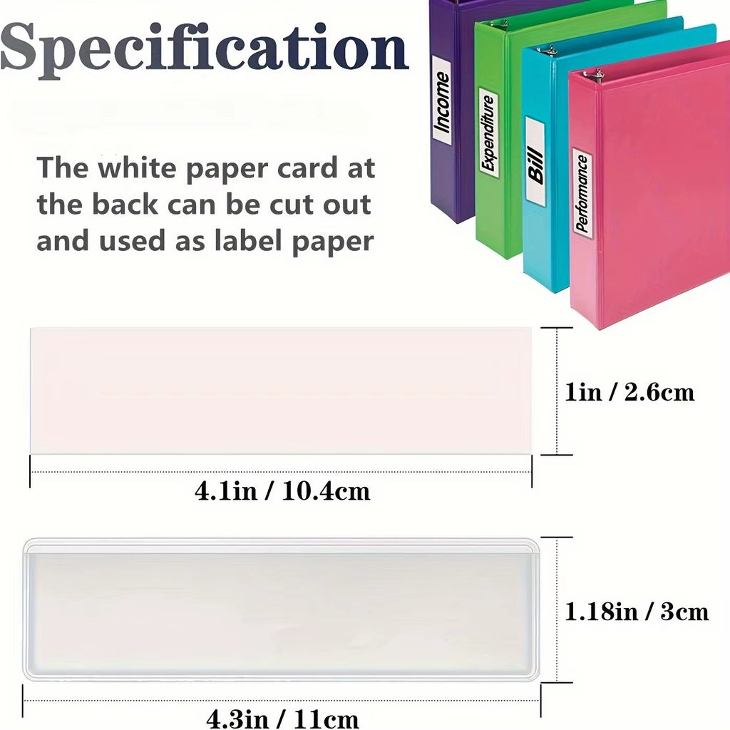 12Pcs Clear Adhesive Shelf Tag Pockets Index Card Label Holders for Organizing Classify Items Stationery Office Supplies