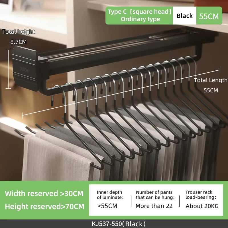 Top Mount Wardrobe Hanger Pulling Out Hangers Extendable Clothes Rail Adjustable Wardrobe Telescopic Rail Rack Trouser Organiser
