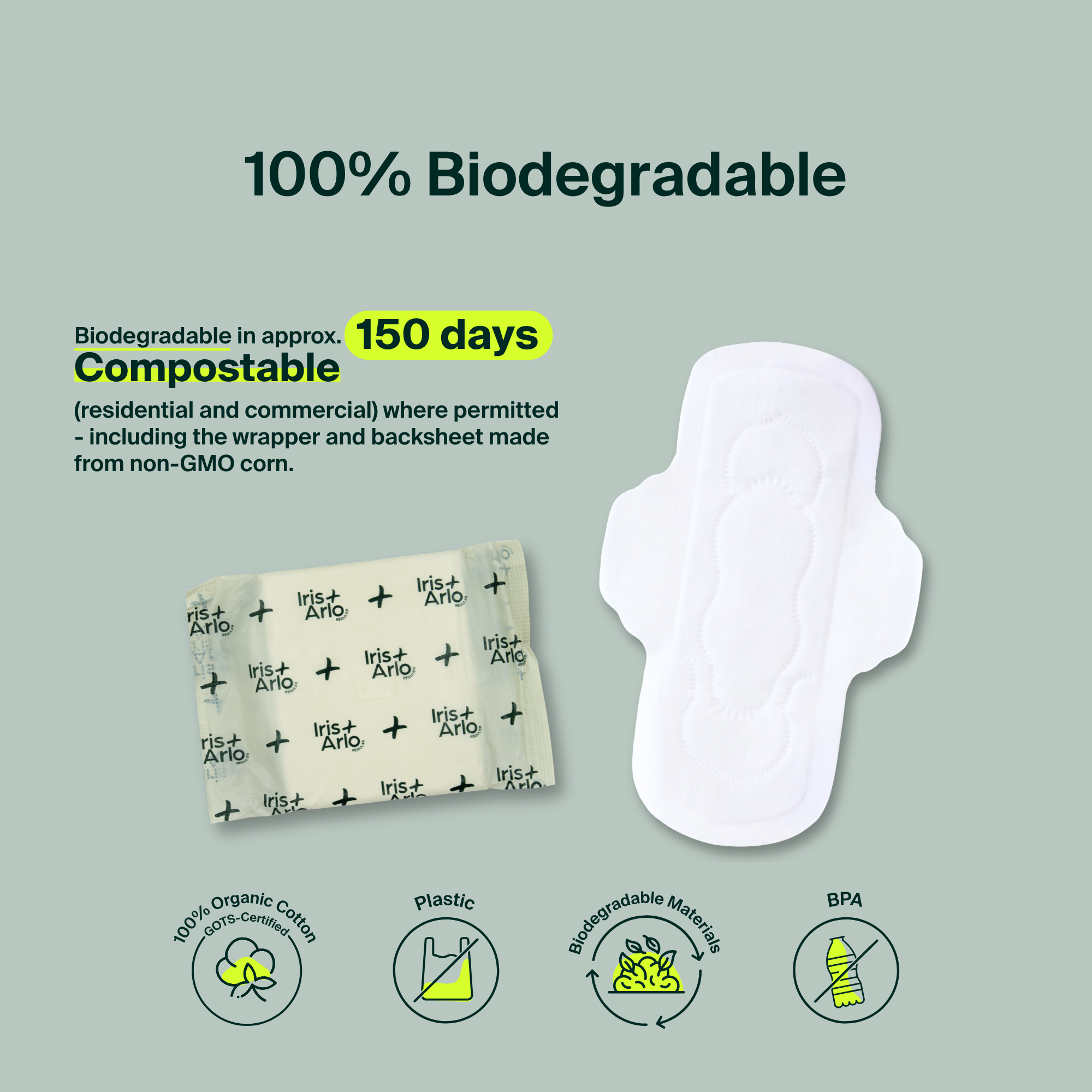 Bulk (40) - 100% Organic Regular Pads - Resealable Bag