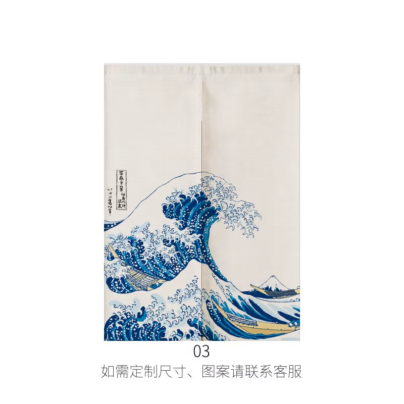 Japanese Ukiyo-E Linen Door Curtain Noren Bedroom Kitchen Curtains Home Entrance Decoration Customizable Curtain