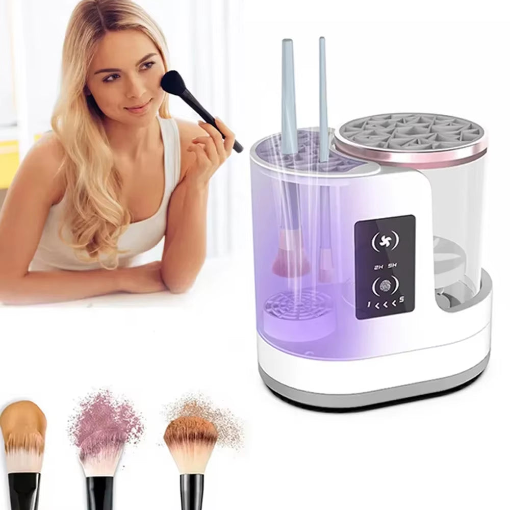 3 in 1 Electric Makeup Brush Cleaner Machine with Makeup Brush Dryer-Holder-Portable Automatic USB Cosmetic Brushes Cleaner Tool
