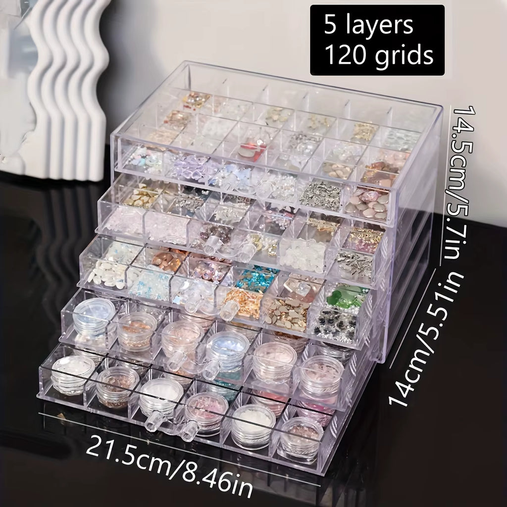 1Pc Acrylic 3-Layer/5-Layer Jewelry Nail Accessories Storage Box, Transparent Ring Jewelry Display Box Room Aesthetic Decoration