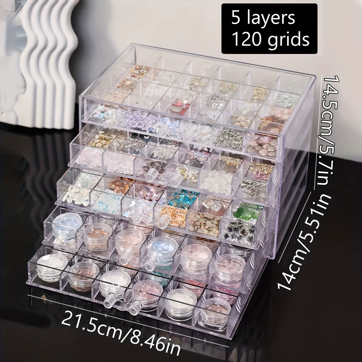 1Pc Acrylic 3-Layer/5-Layer Jewelry Nail Accessories Storage Box, Transparent Ring Jewelry Display Box Room Aesthetic Decoration