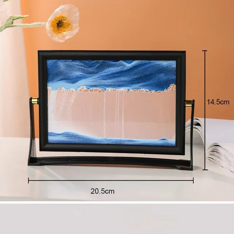 Rotatable Sandscape Moving Sand Art Picture Square Glass 3D in Motion Quicksand Hourglass Creative Flowing Sand Home Decor Gifts