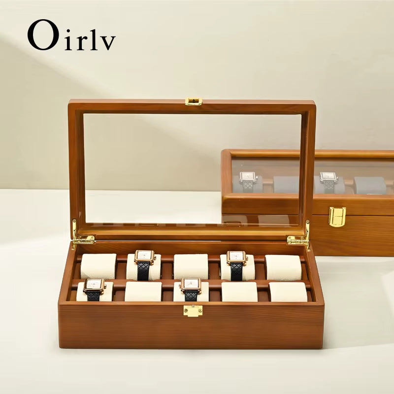 10 Grids Solid Wood Jewelry Organizer Box Watch Holder Storage Case Watch Display Box for Man Women Regalos Para Hombre