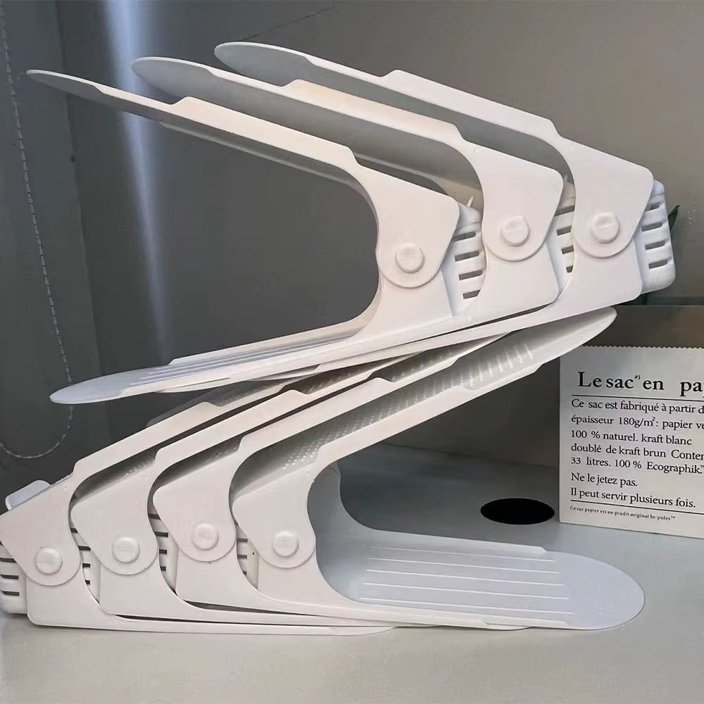 7/100 Pcs Modern Shoe Rack Shoe Storage Rack Double-Layer Integrated Adjustable Plastic Shoe Rack for Home Living Room