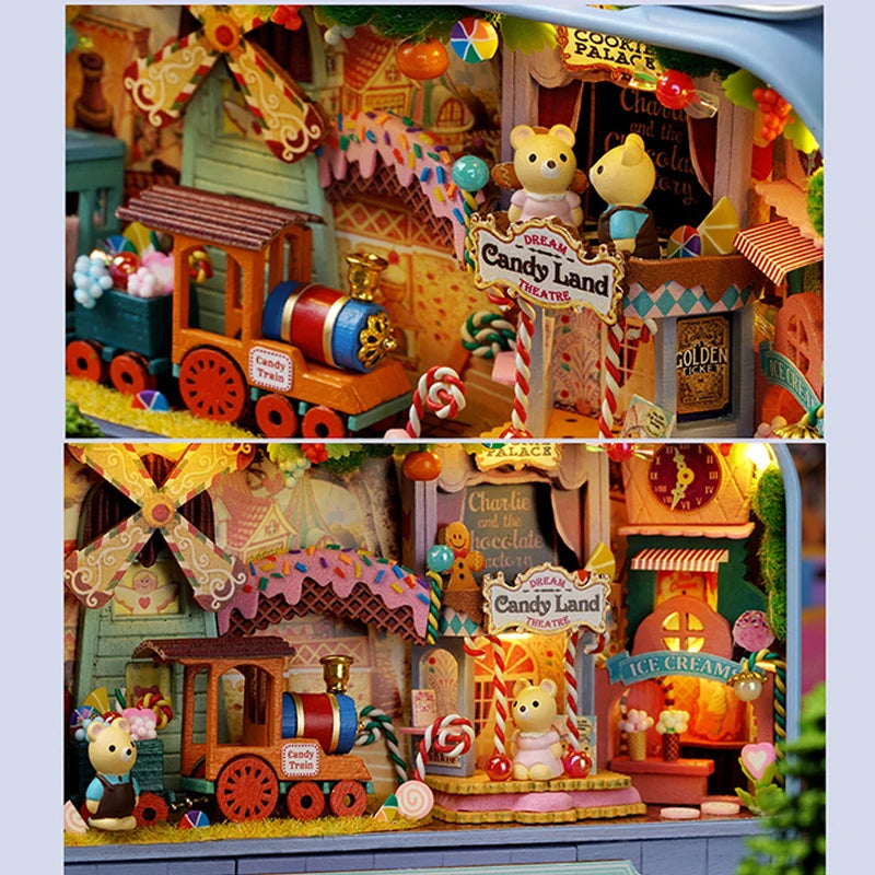 Box Theatre DIY Wooden Dollhouses Miniature Box Cute Doll Houses 3D Puzzle Assemble Building Model Kits Toy for Birthday Gifts