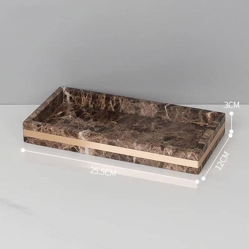 Emperador Dark Natural Marble Bathroom Set Luxury Stone Toothbrush Holder Tooth Mug Soap Dispenser Bathroom Accessories
