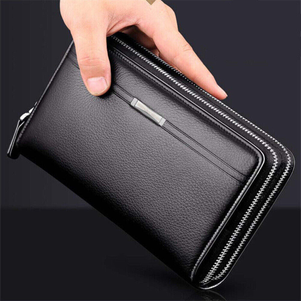 Men'S Leather Wallet Business Clutch Handbag Wallet Purse Mobile Phone Bag USA