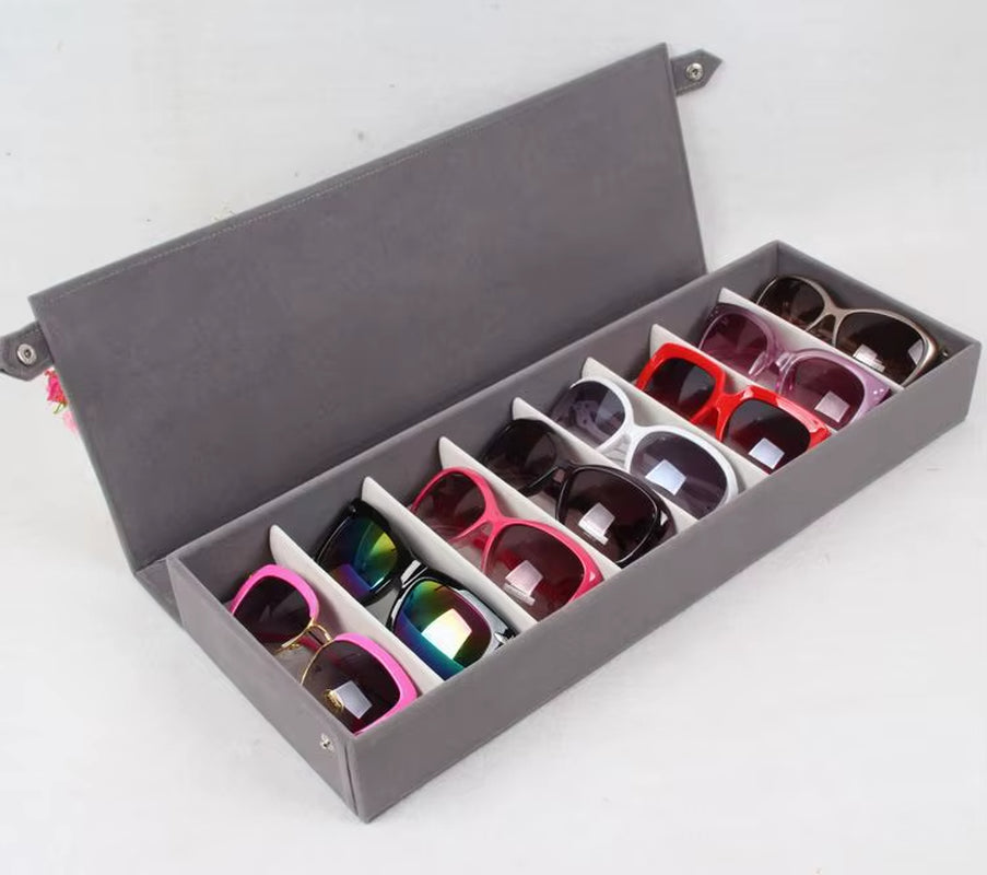 High Quality Glasses Case 8 Slot Grids Eyeglass Sunglasses Glasses Storage Display Grid Stand Case Box Holder Glasses Organizer
