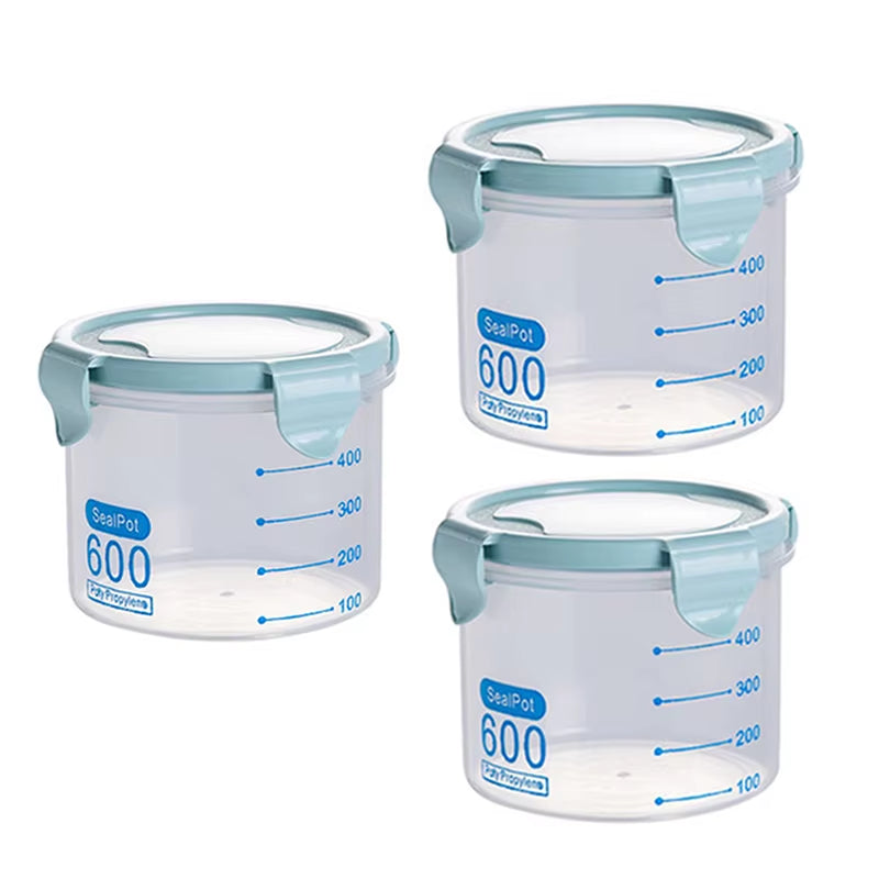 Kitchen Food Storage Canisters with Scale Multigrain Organizer Sealed Jar Plastic Moisture-Proof Can Air-Tight Storage Tank Set