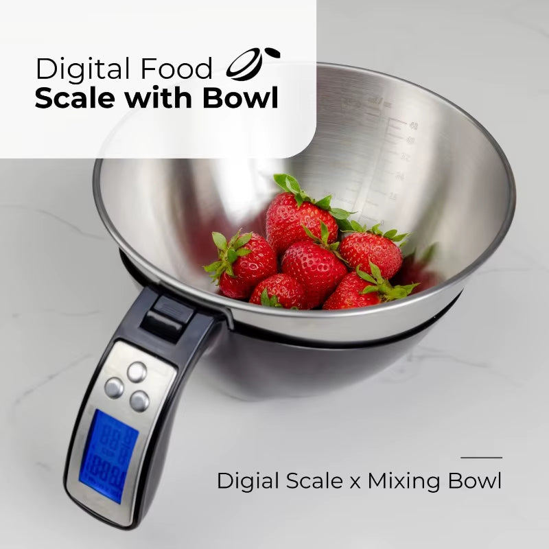 Digital Kitchen Food Scale with Bowl - 11Lb, Grams & Ounces - Removable, Dishwasher-Safe Mixing Bowl - Black