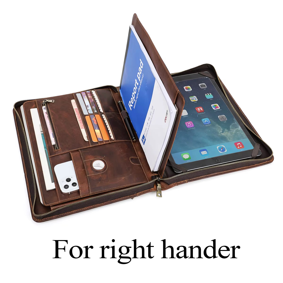 Macbook Pro Air 13 Ipad Pro 13 12.9 Portfolio File Folder Cow Leather Cover Organizer Travel Business Office Document Briefcase