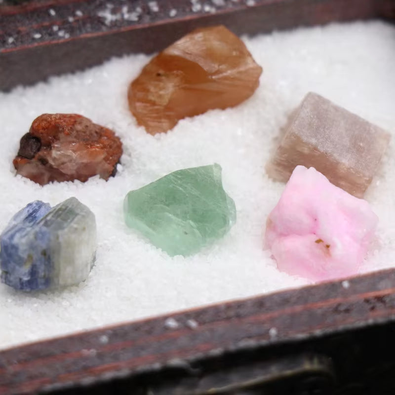 20Pcs/Set Natural Stone Box Fossile Healing Quartz Raw Mineral Rock Crystal Agate Specimen for Education Home Decor Energy Reiki