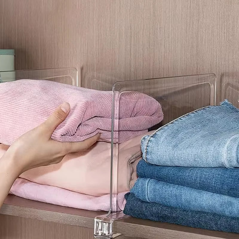 8/6/4/2Pcs Transparent Closet Shelf for Wardrobe Organizer Cloth Divider Cupboard Bookcase Divider Baffle