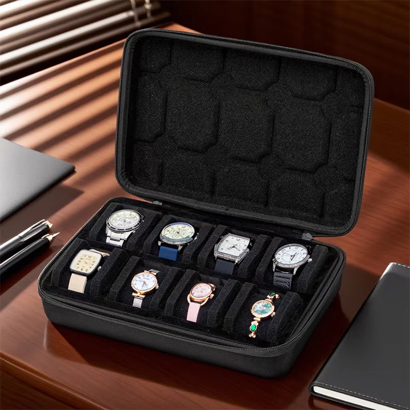 1/2/3/5/8-Slot Watch Case |Hard Shell Travel Organizer with Pillow Insert - Gift Ready (Black),Suitable for Smart Watch Storage