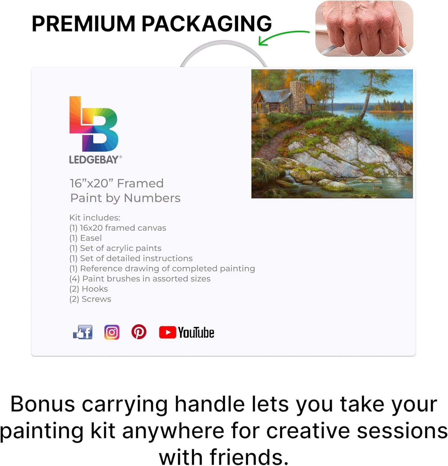 DIY Paint by Numbers Kit for Adults Framed Canvas Beginner to Advanced Paint by Numbers Kit Kits Include Acrylic Paint Set Brushes Tabletop Easel (Away from It All 16"X 20" Framed)