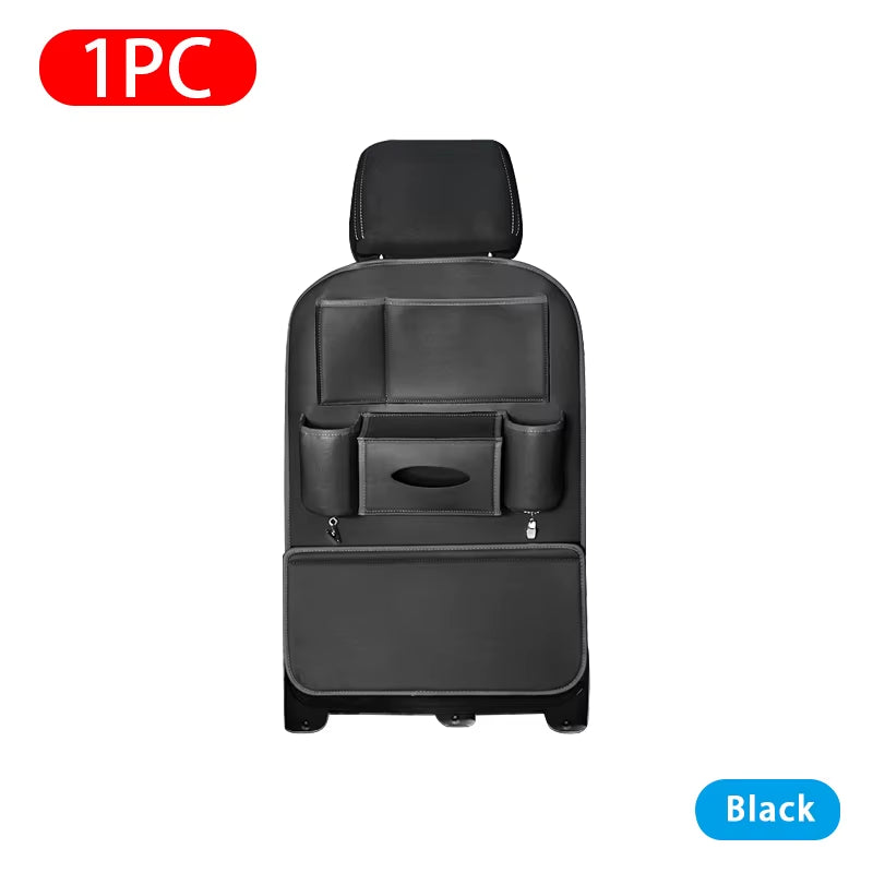 Car Seat Back Organizer PU Leather Backseat Bag Multifunctional Car Storage Organizer with 6-Pocket for Travel Stowing Tidying