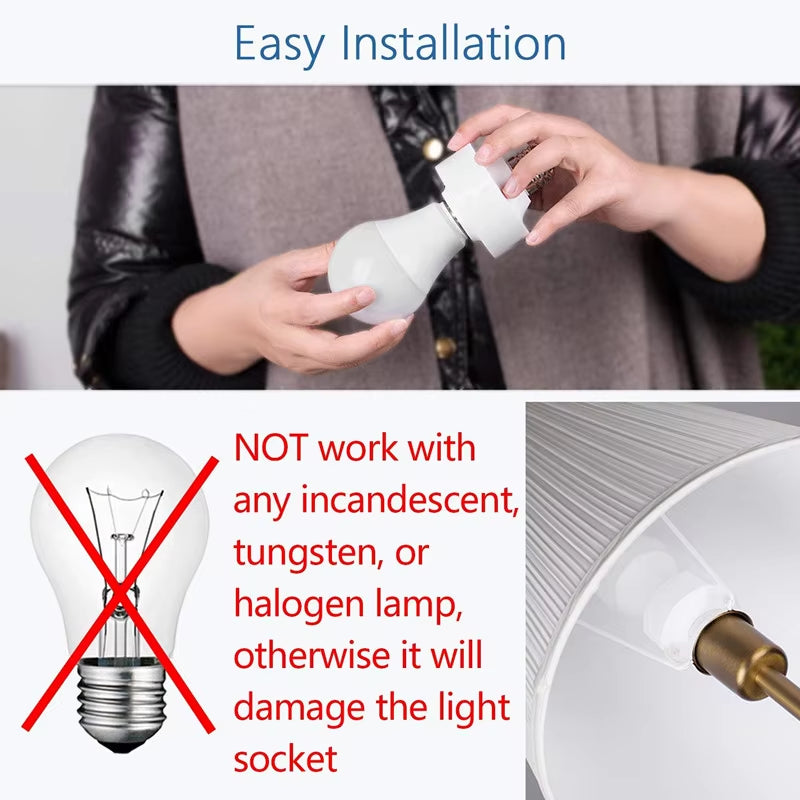 Tuya Smart Wifi Light Socket Lamp Holder for Led Bulb E27 E26 Google Home Echo Alexa Voice Control, Remote Control on OFF