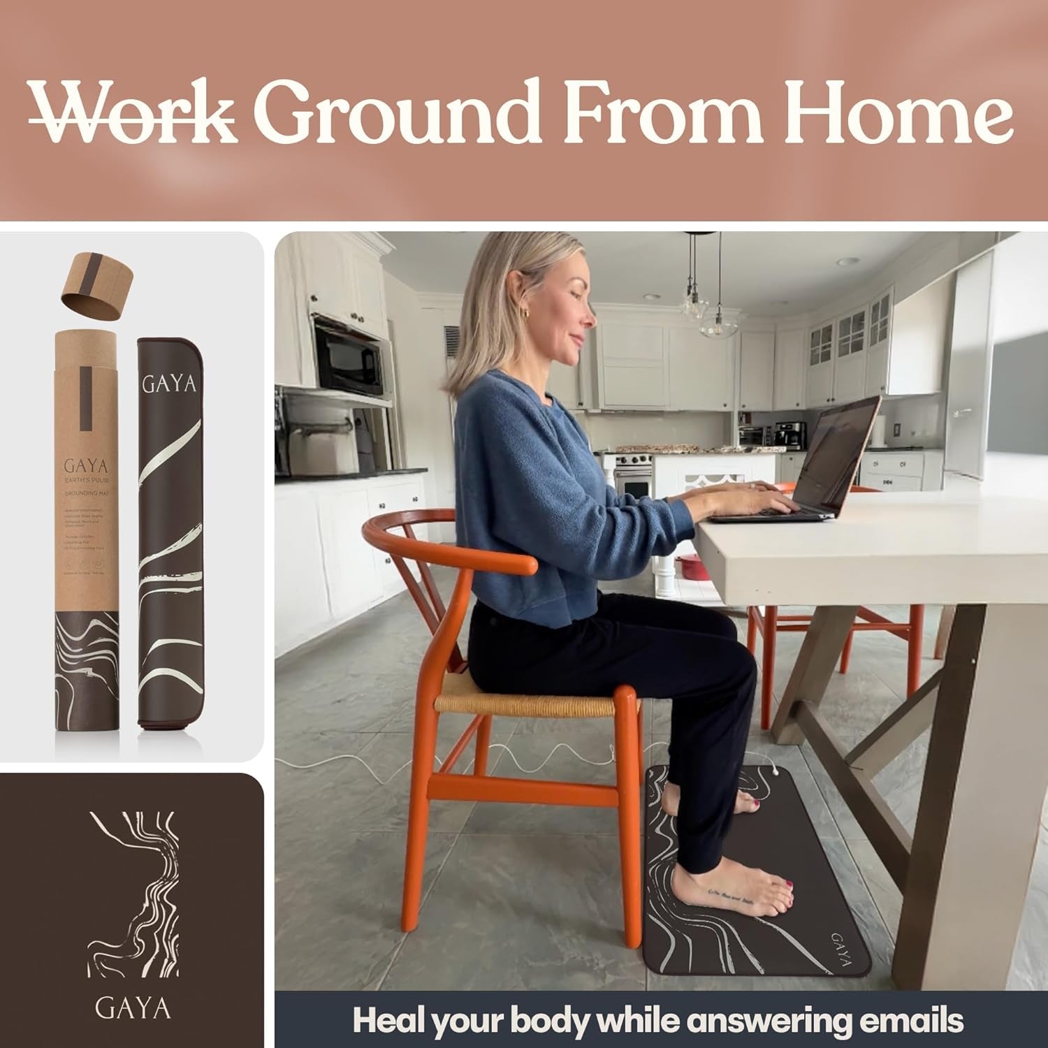 Grounding Mat for Feet, Sleep Improvement, Back Pain Relief, Muscle Relaxation & Stress, Earthing Pads for Bed, Ground for Desk, Earth Mats, Bedding Pad (24''X16'')