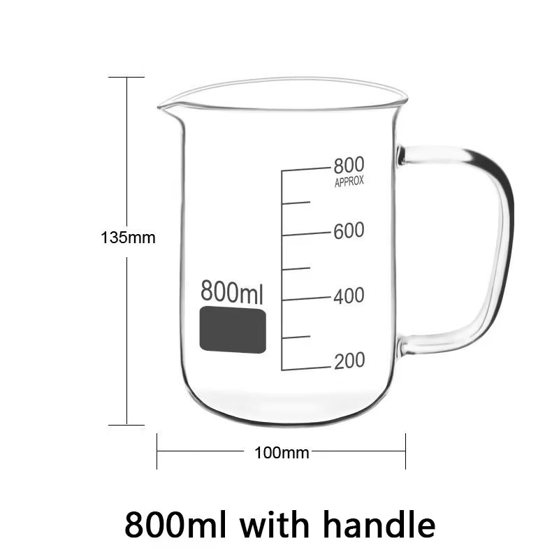 50~1000Ml with Handle Measuring Cup High Borosilicate Glass Clear Scale Cup Laboratory Beaker Kitchen Baking Measuring Mug