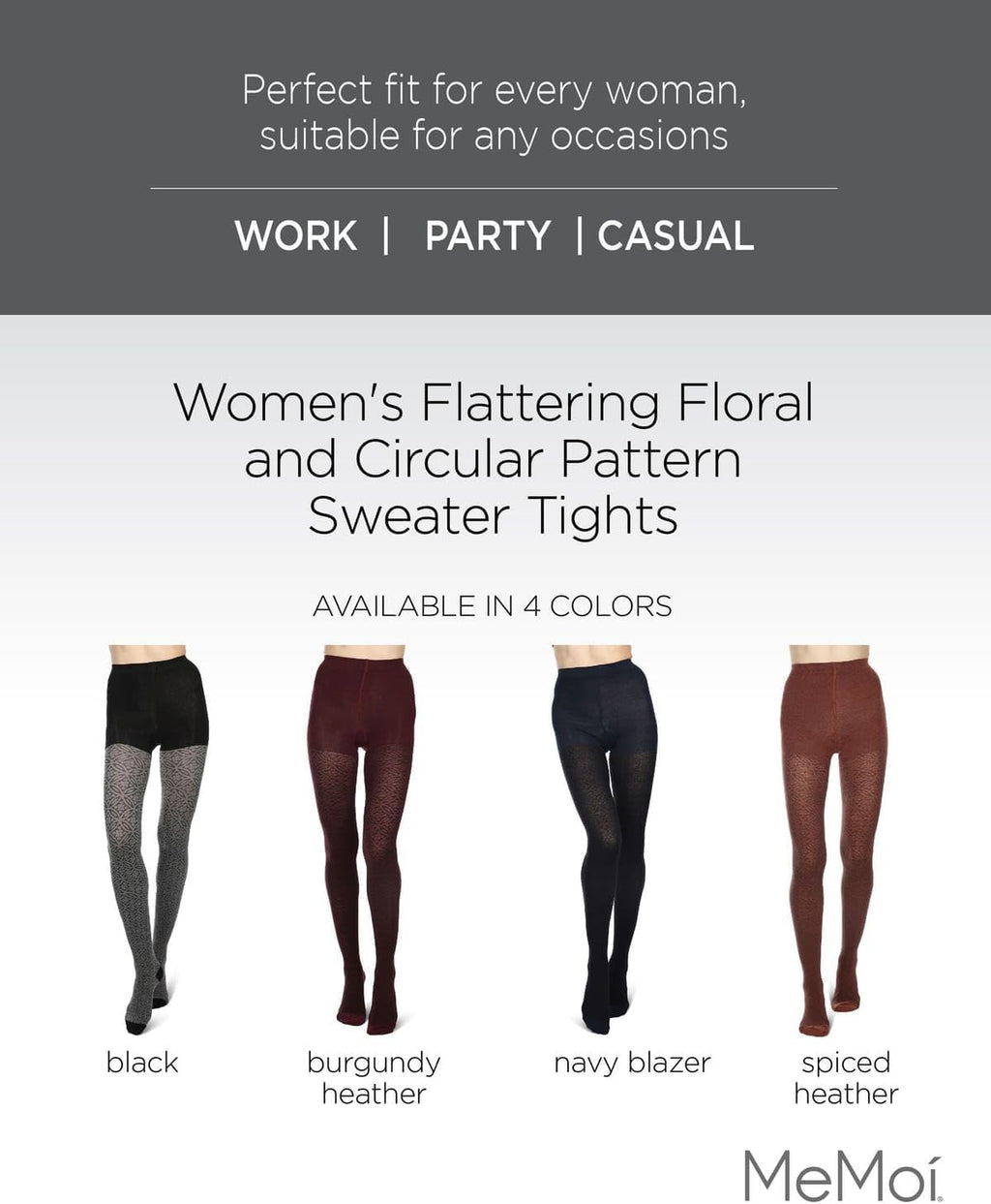 Women'S Flattering Floral and Circular Pattern Sweater Tights