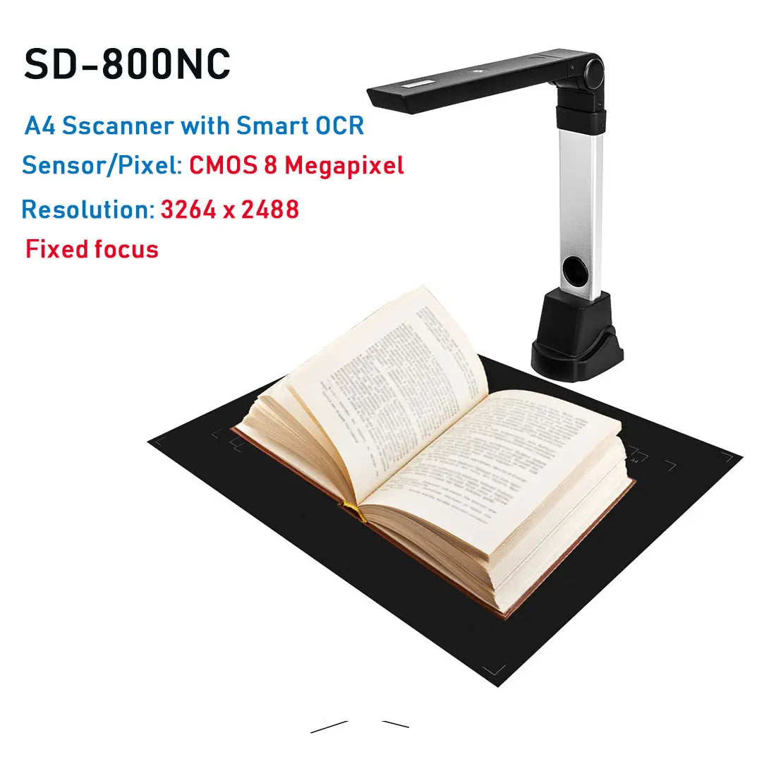 Book Scanner T101 Autofocus Document Scanner Max A4 A3 Size with Smart OCR Led Table Desk Lamp for Family Home Office
