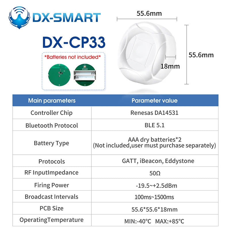 DIALOG14531 Accurate Indoor Positioning System CP28 Bluetooth Tag Ultra Wide Band Assets Tracking Low Energy Beacon