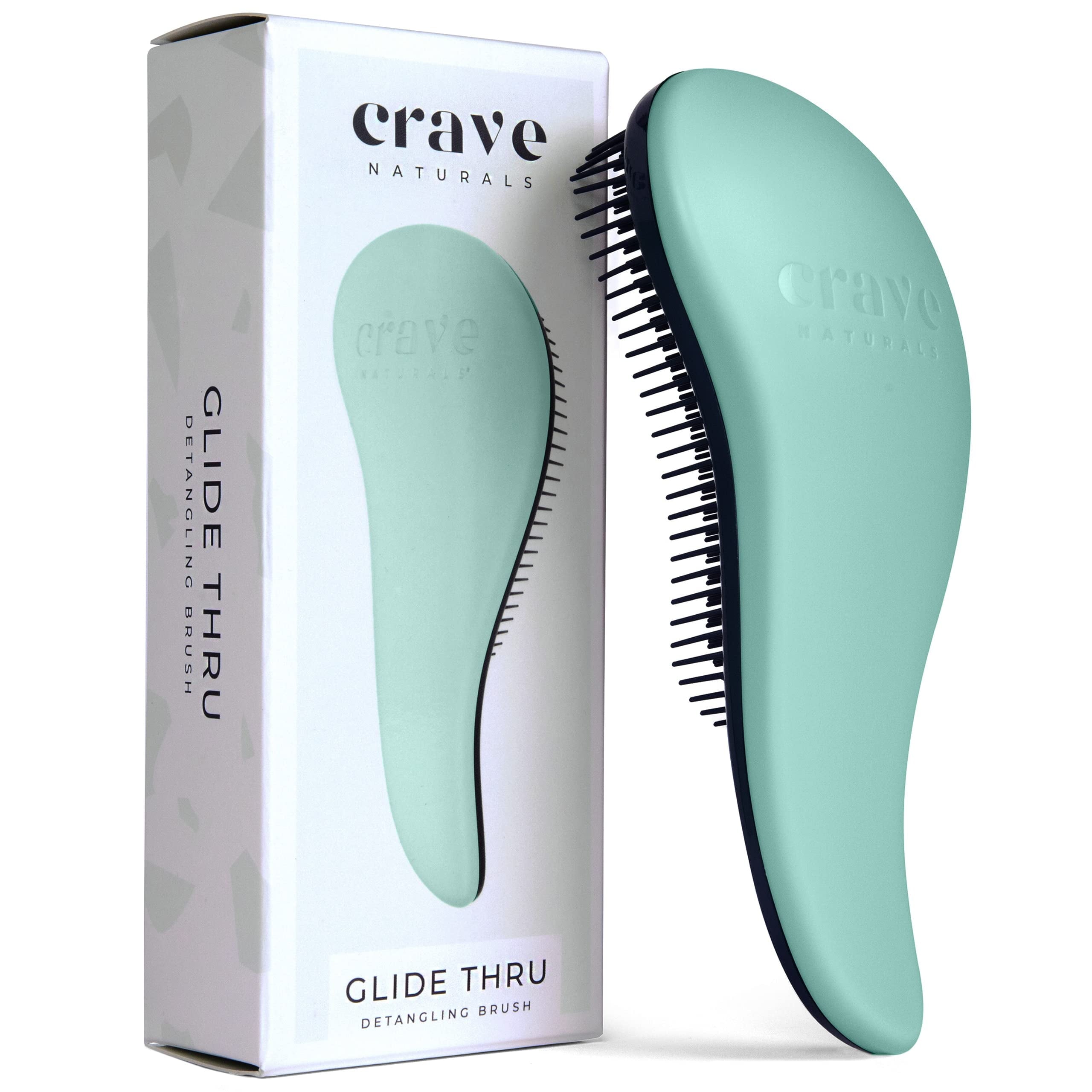 Glide Thru Detangling Brush by  - Tangle-Free Hairbrush for Curly and Straight Hair - Gentle Detangler for Kids, Teens, and Adults - Wet and Dry Hair Care - Travel-Friendly, Turquoise