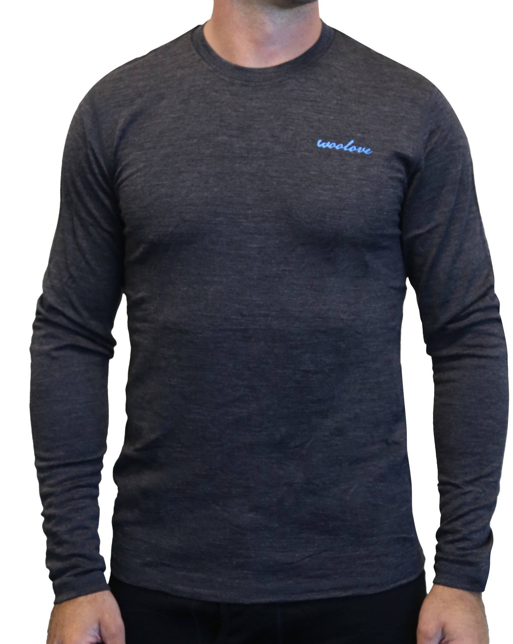 Men's 100% Merino Wool Long Sleeve Crew Neck Shirt 190 GSM