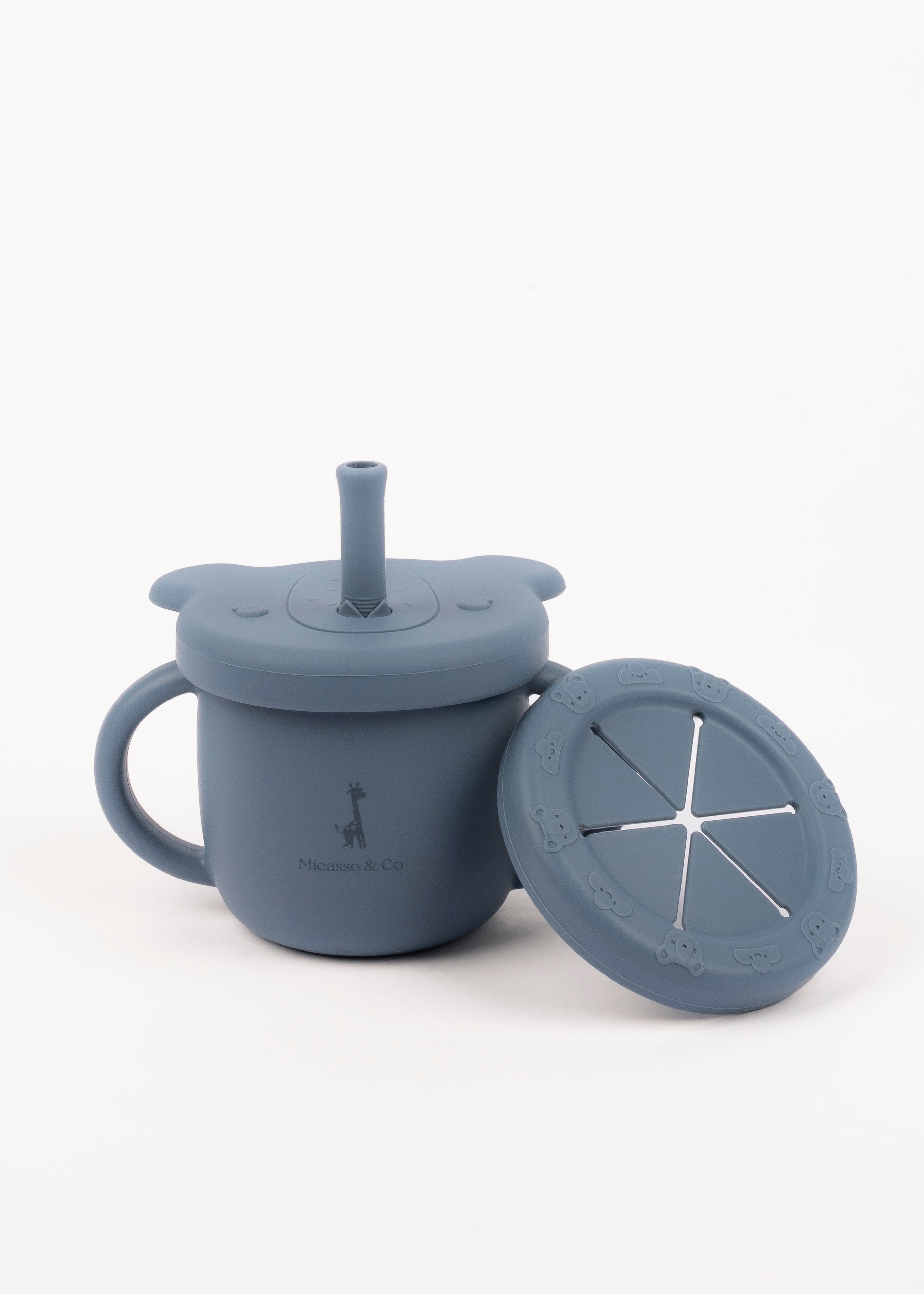 Tasse d'apprentissage 2 en 1 pour collation et liquide