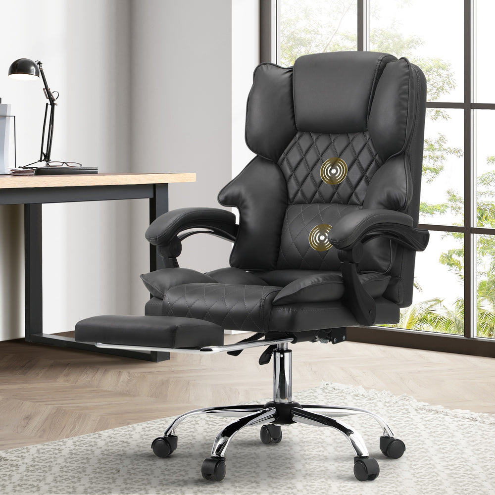NNEED Massage Office Chair PU Footrest Grey-3