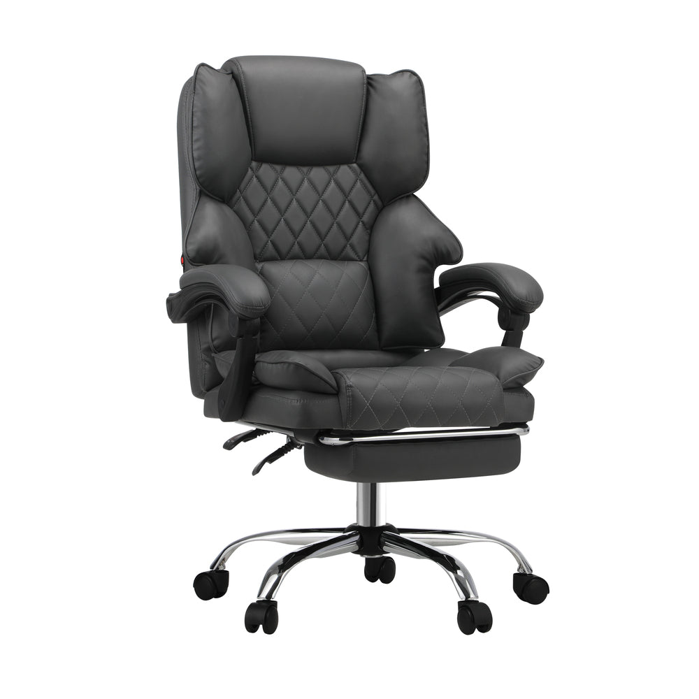 NNEED Massage Office Chair PU Footrest Grey-0