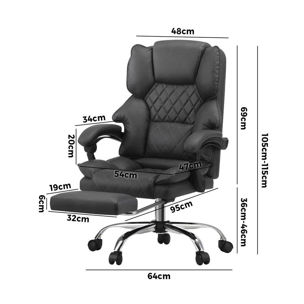 NNEED Massage Office Chair PU Footrest Grey-4